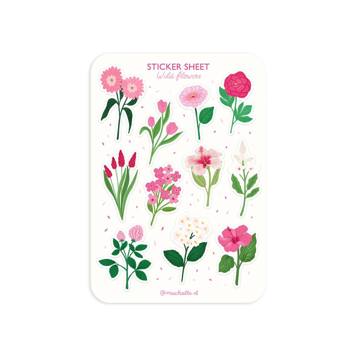 A6 sticker sheet - stickersheet - wild flowers illustration