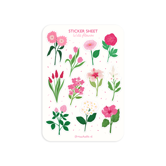 A6 sticker sheet - stickersheet - wild flowers illustration