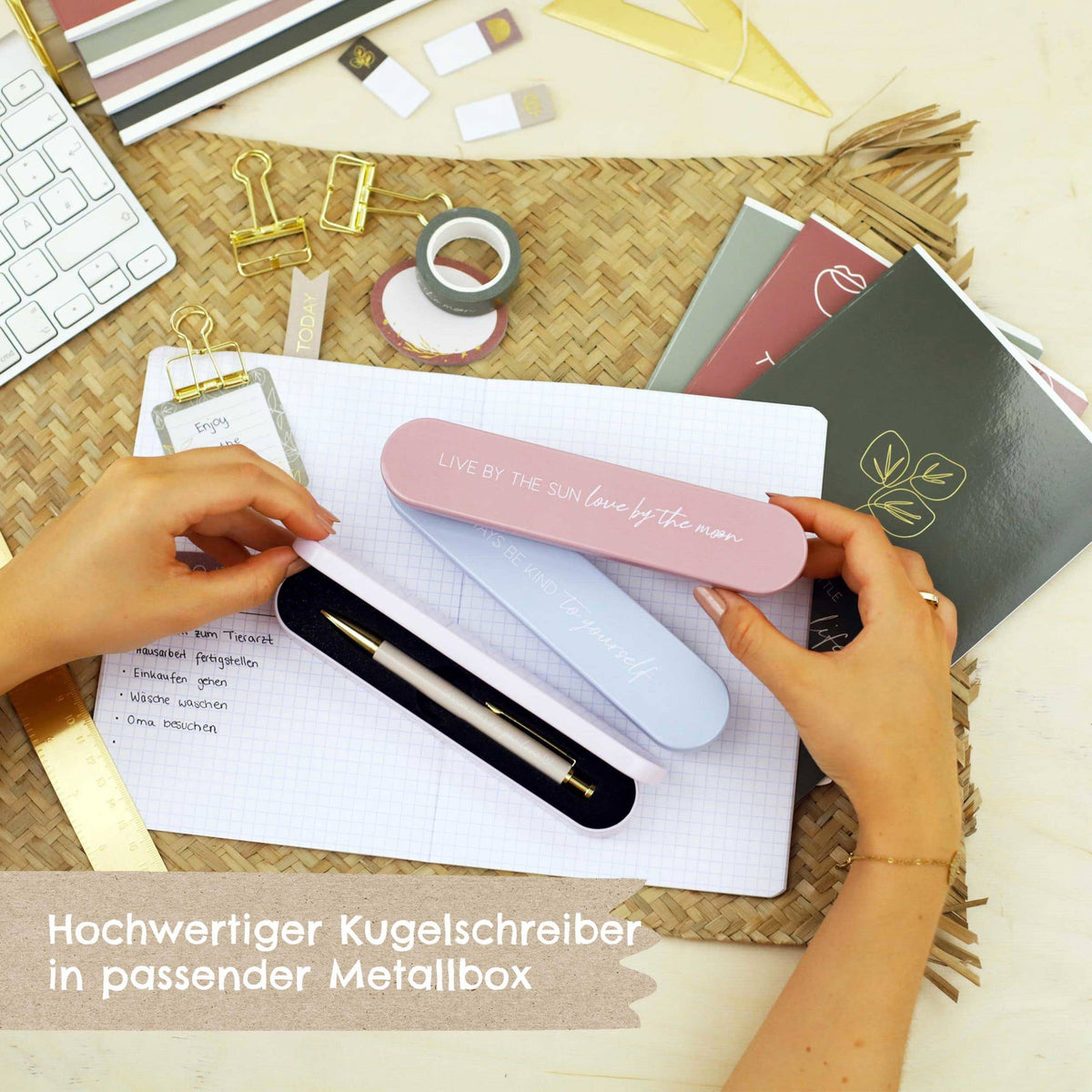Papierdrachen ballpoint pen in metal box - Pastel Coral