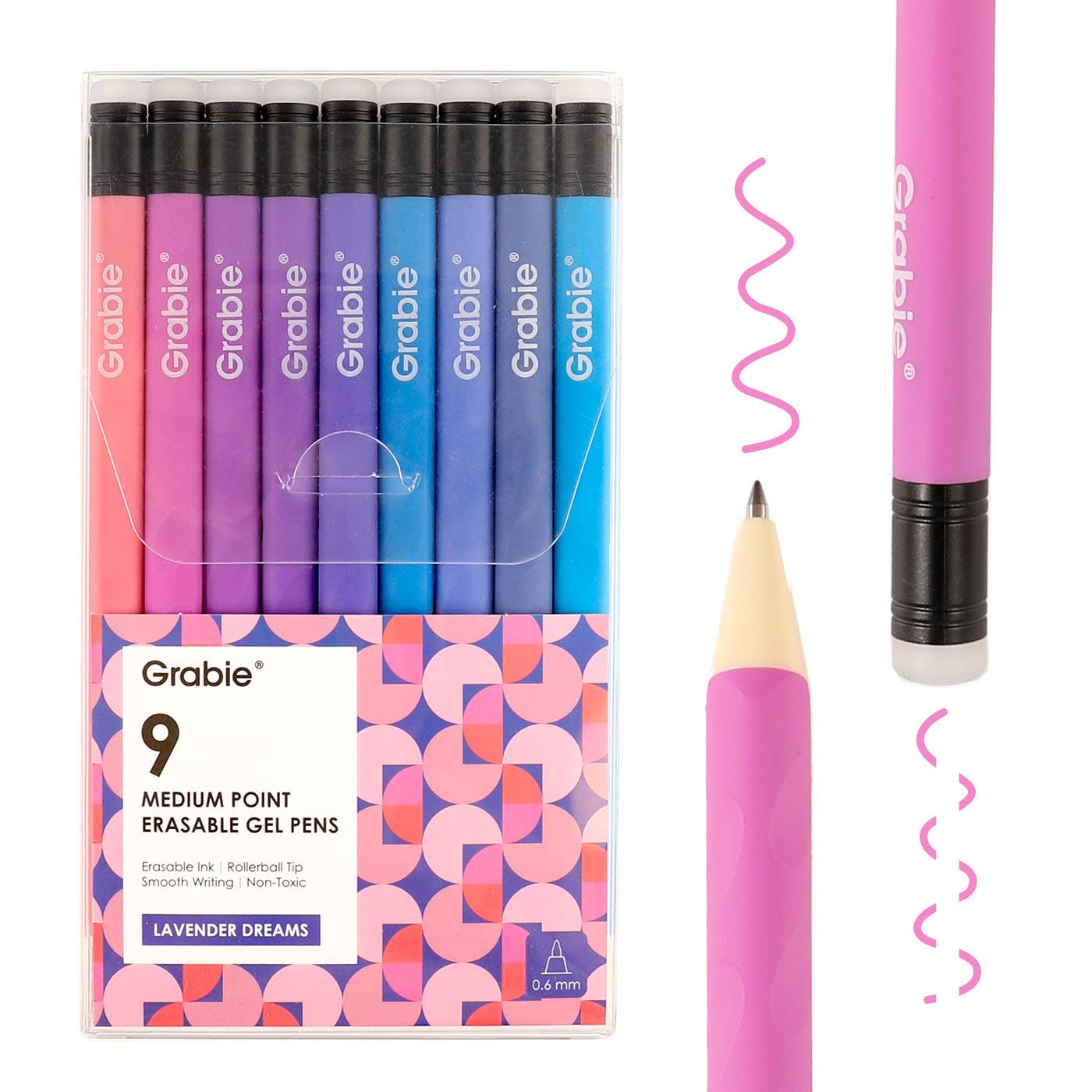 Grabie Medium Point Erasable Gel Pen Sets of 9