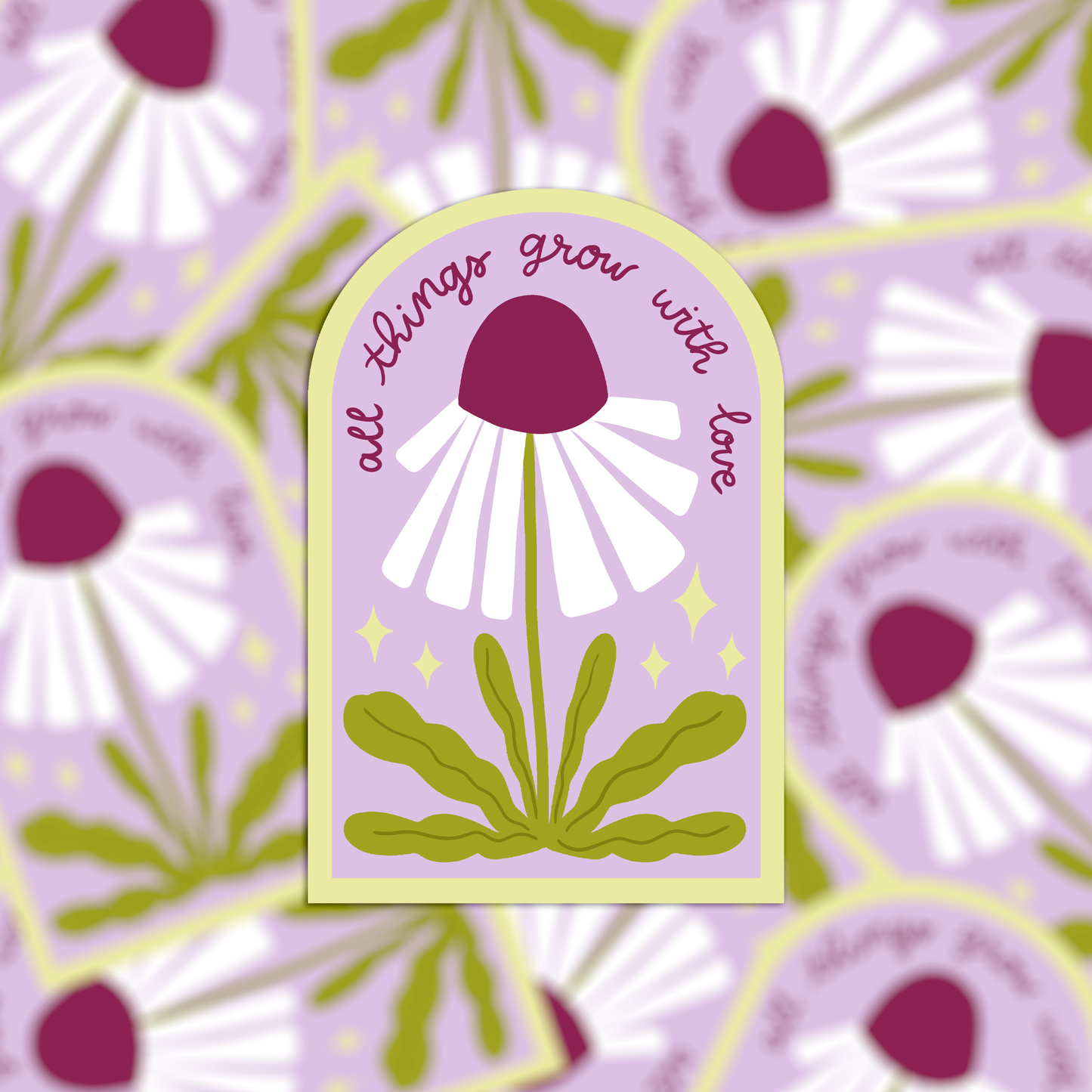 Die cut vinyl sticker - all things grow with love