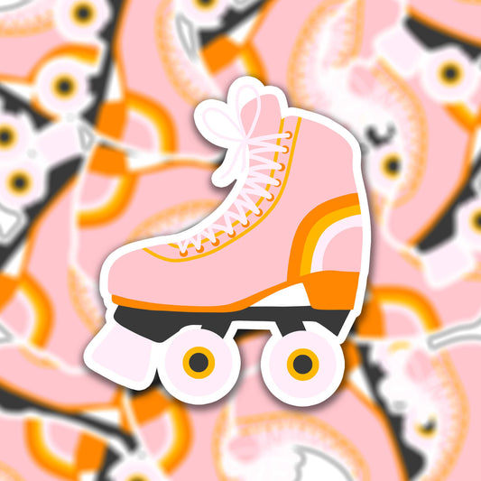 Die cut vinyl sticker - 70s rainbow roller skate