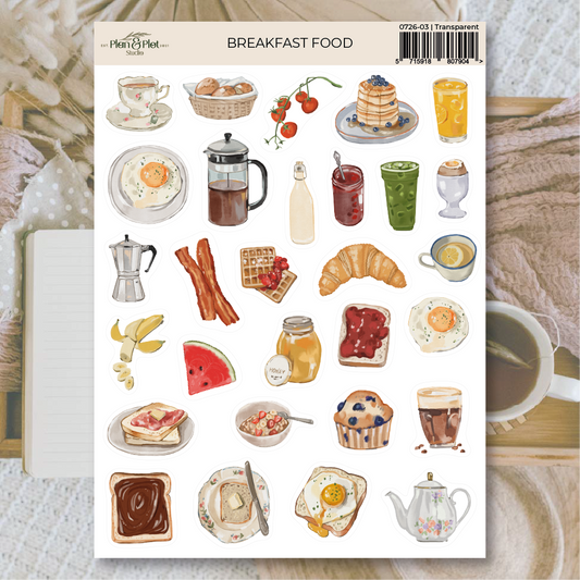 Breakfast food | Transparent matte vinyl stickers