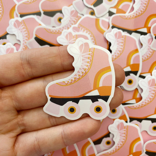 Die cut vinyl sticker - 70s rainbow roller skate