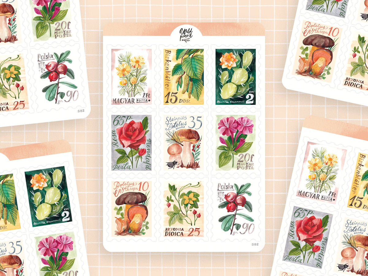 Sticker Sheet - Vintage Stamps