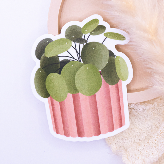 Pilea plant sticker - houseplant sticker Kiss Cut
