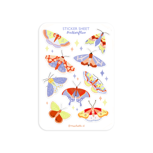 A6 sticker sheet - butterflies stickervel - vlinders