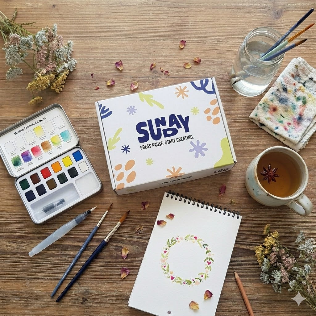 Sunday relax & create box- watercolor painting - aquarel schilderen