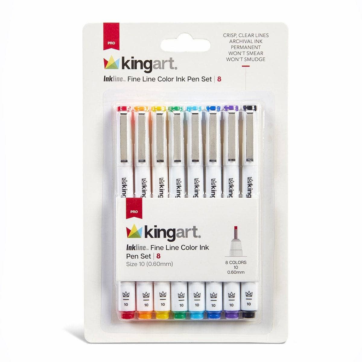Inkline™ PRO Fine Line Archival Ink Pens - Size 10 - 8 Colors