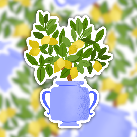 Die cut vinyl sticker - summer lemon tree illustration