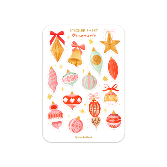 A6 sticker sheet - stickersheet - Christmas ornaments