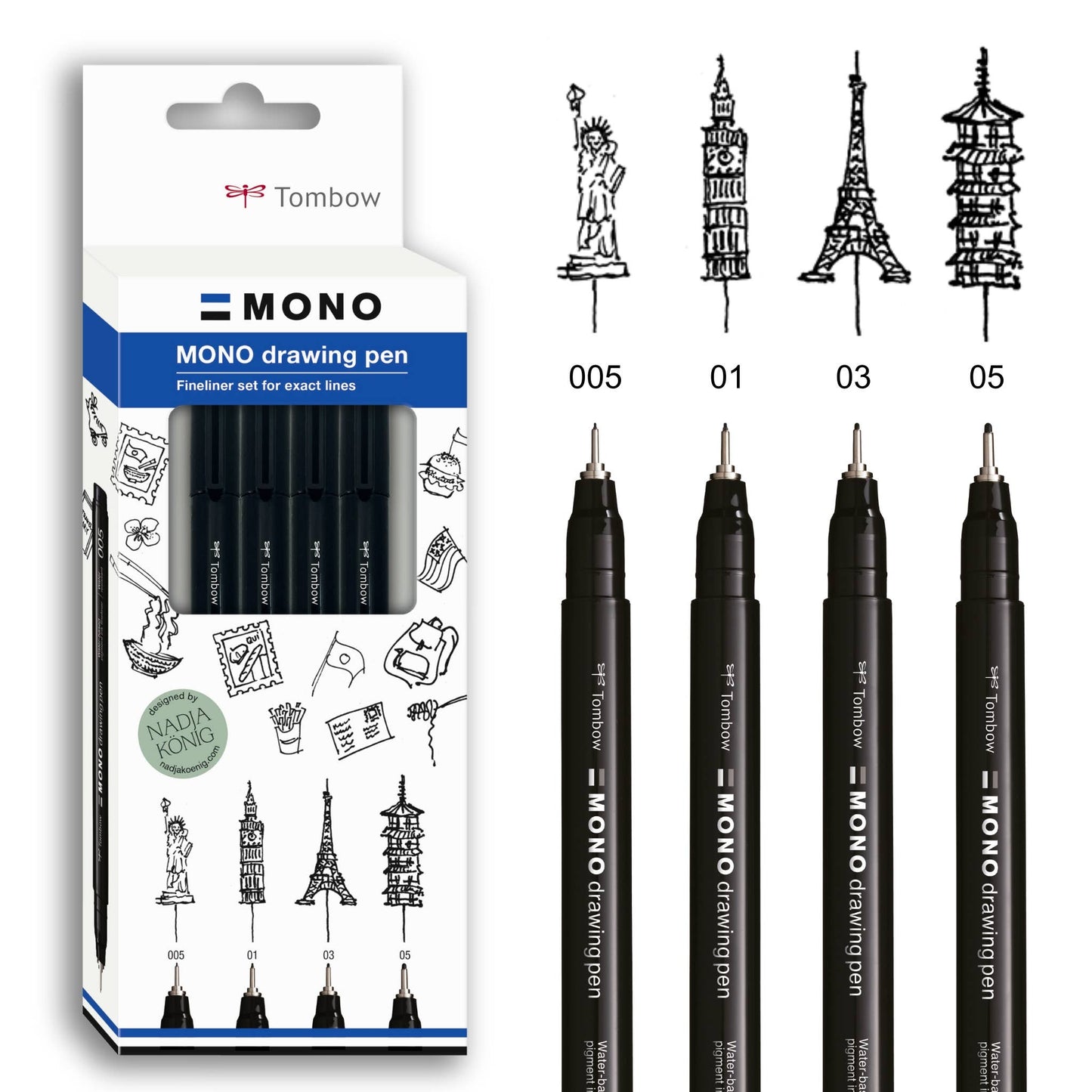 Tombow Fineliner MONO Drawing Pen - Fine Set