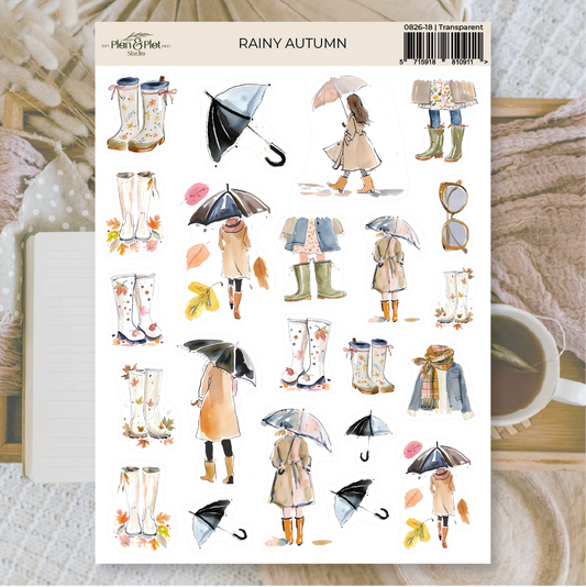 Rainy autumn | Transparent matte vinyl stickers