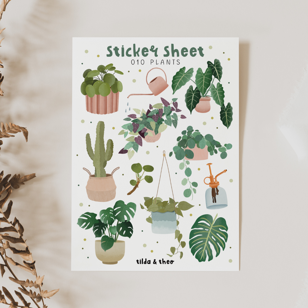 Sticker sheet – plants – houseplants – sticker sheet Monstera 010 - stickers – calendar – potted plant