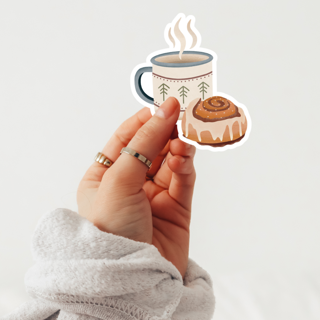 Vinyl sticker - cinnamon roll, camping mug sticker - kanelbulle
