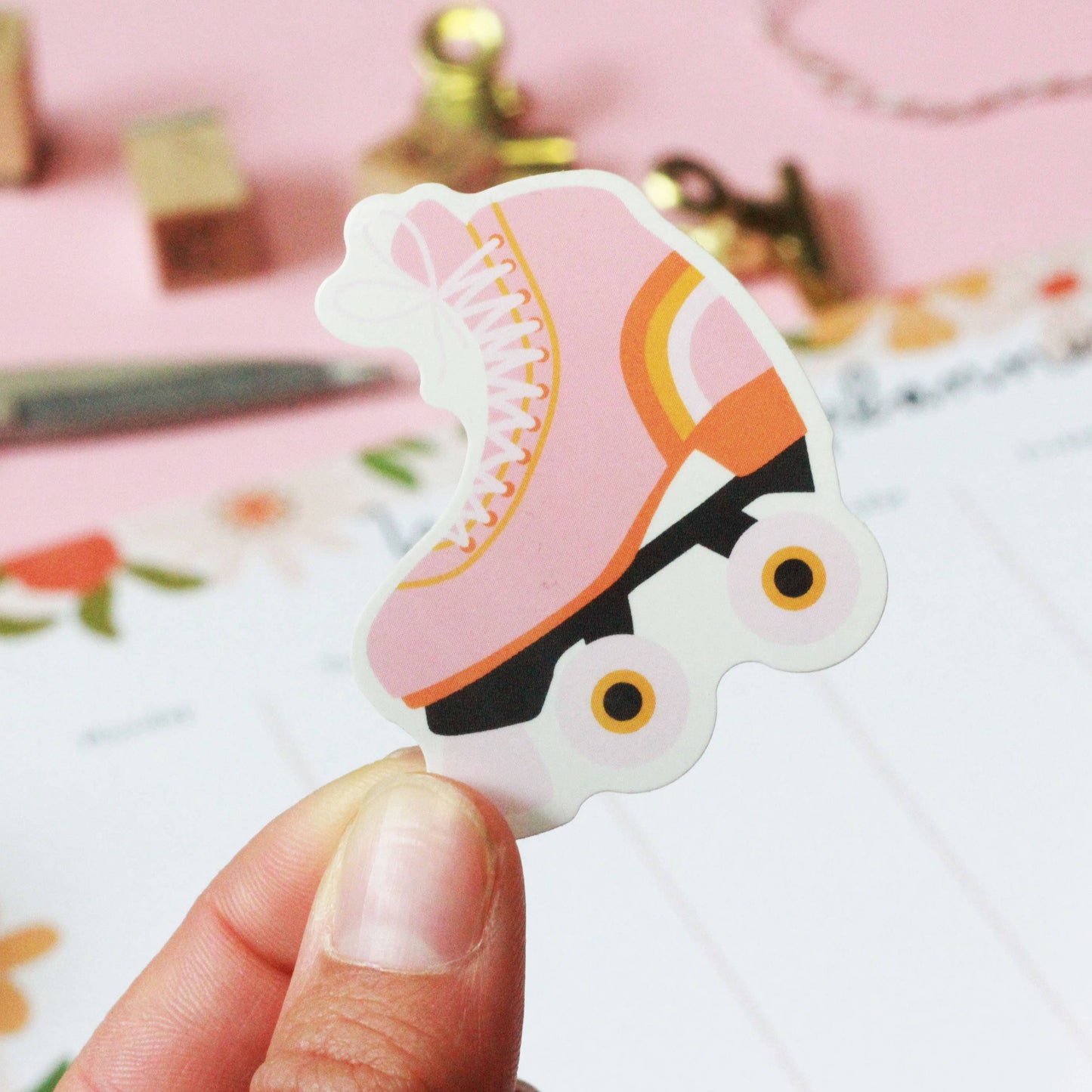 Die cut vinyl sticker - 70s rainbow roller skate