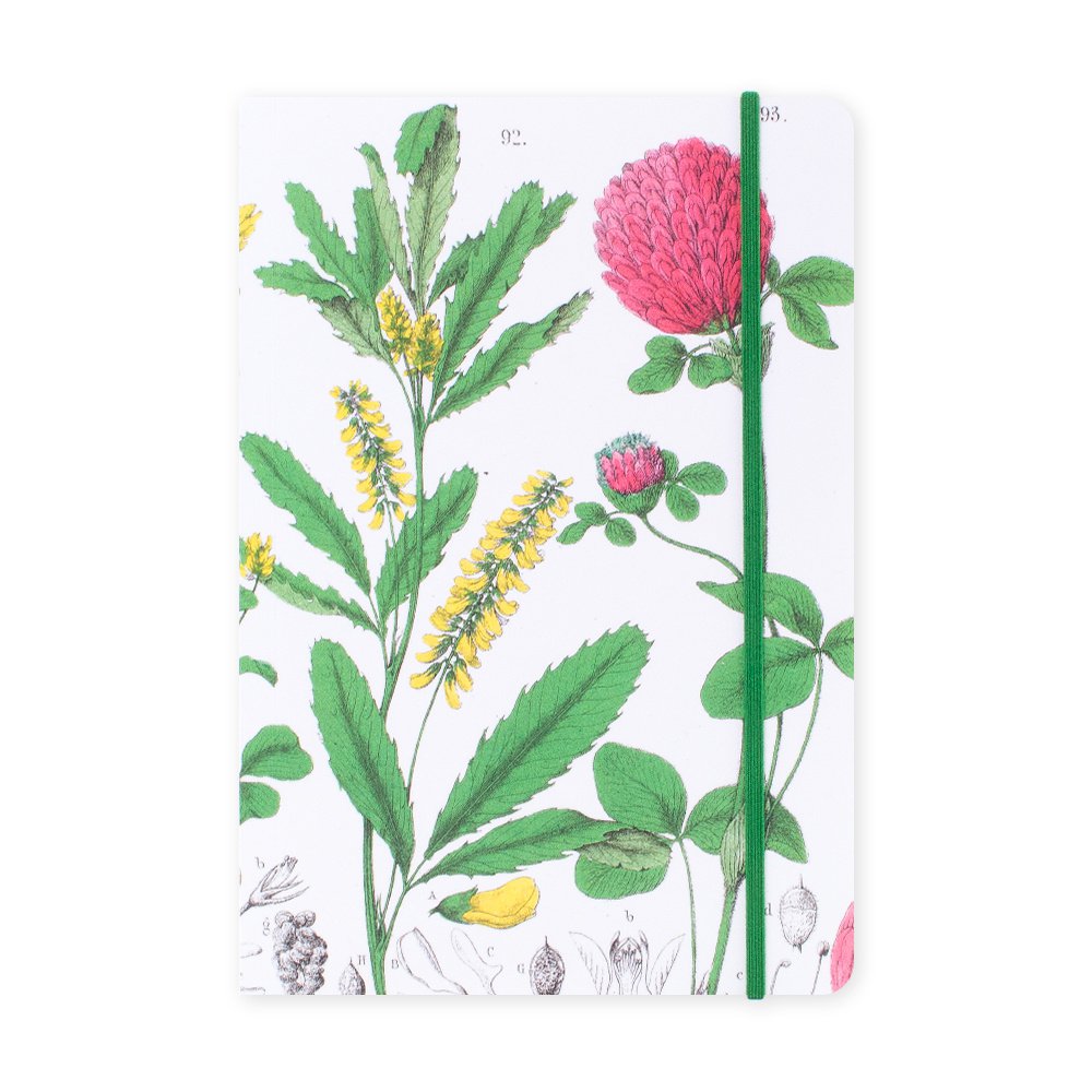 Softcover Book, A5, Red clover flower, Hortus Botanicus