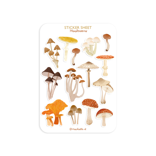 A6 sticker sheet stickervel - autumn/fall - mushrooms autumn
