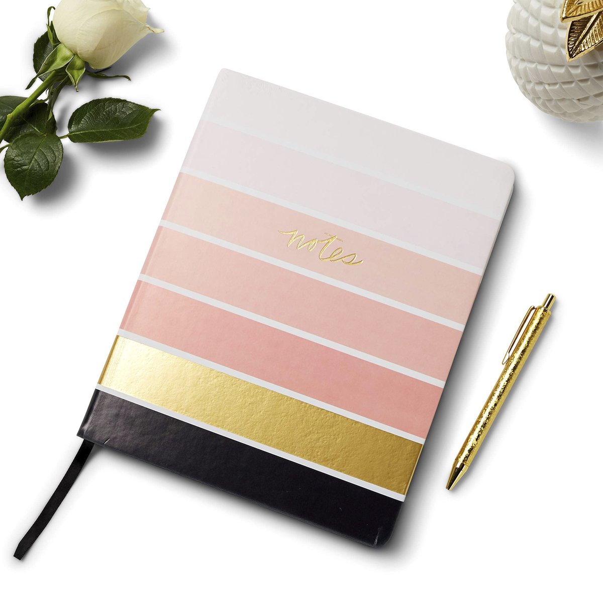 Eccolo Light Ombre Stripe notitieboek roze en goud