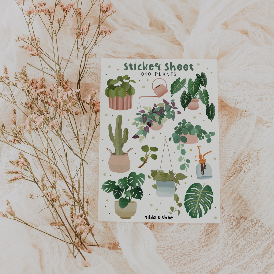 Sticker sheet – plants – houseplants – sticker sheet Monstera 010 - stickers – calendar – potted plant