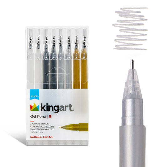 Gel Pens – Gold, Silver, Black & White - 8 Count (2 each per color)