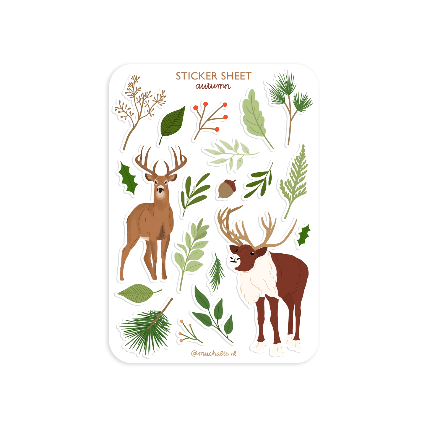 A6 sticker sheet - winter autumn nature moose, deer