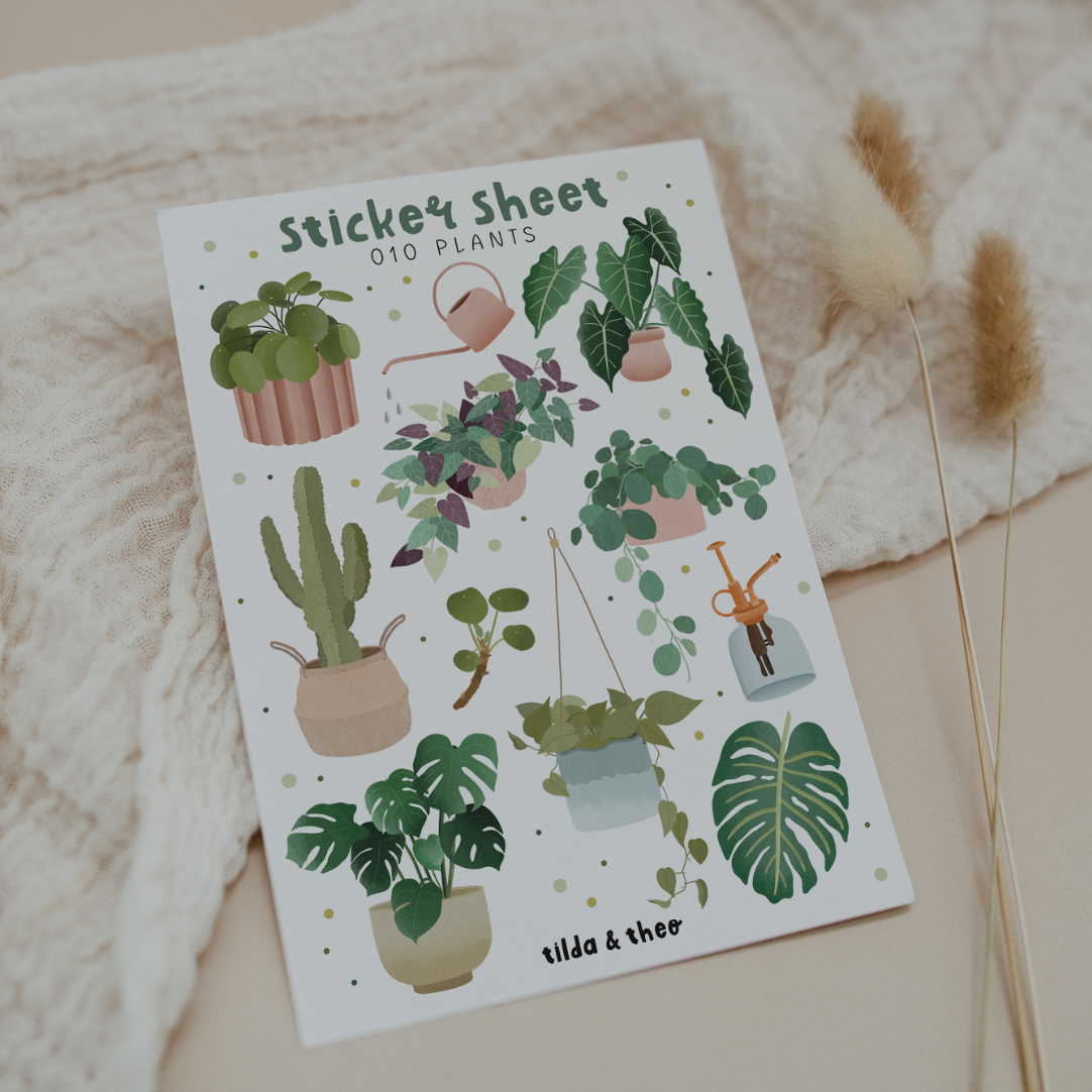 Sticker sheet – plants – houseplants – sticker sheet Monstera 010 - stickers – calendar – potted plant