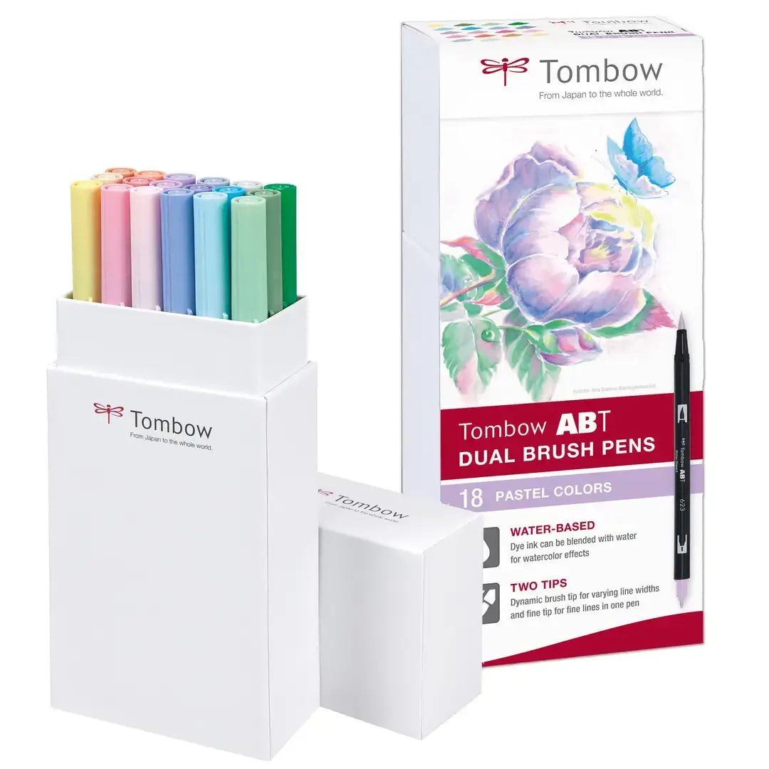 Tombow ABT Dual Brush Pen 18-piece Set (Primary, Secondary and Pastel colours)