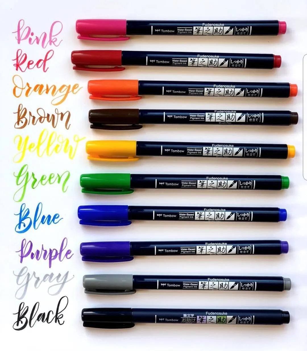 Tombow Fudenosuke Brush Pen Color 10-piece set