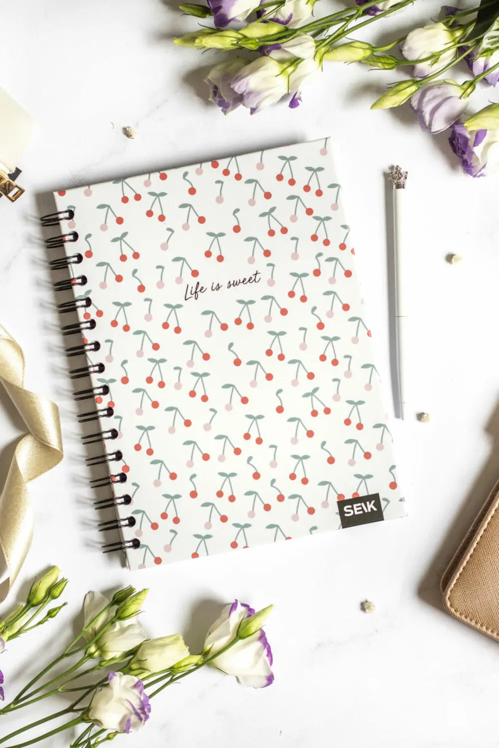 Bullet Journal / Dotted Notebook hard cover spiral binding – Cherries