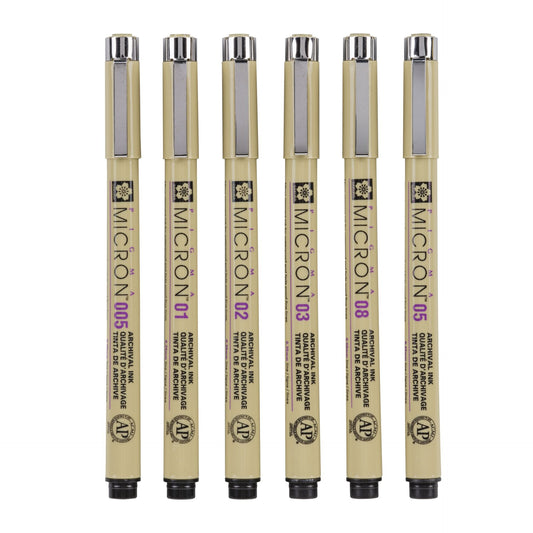Sakura Pigma Micron fineliners - 6 stuks