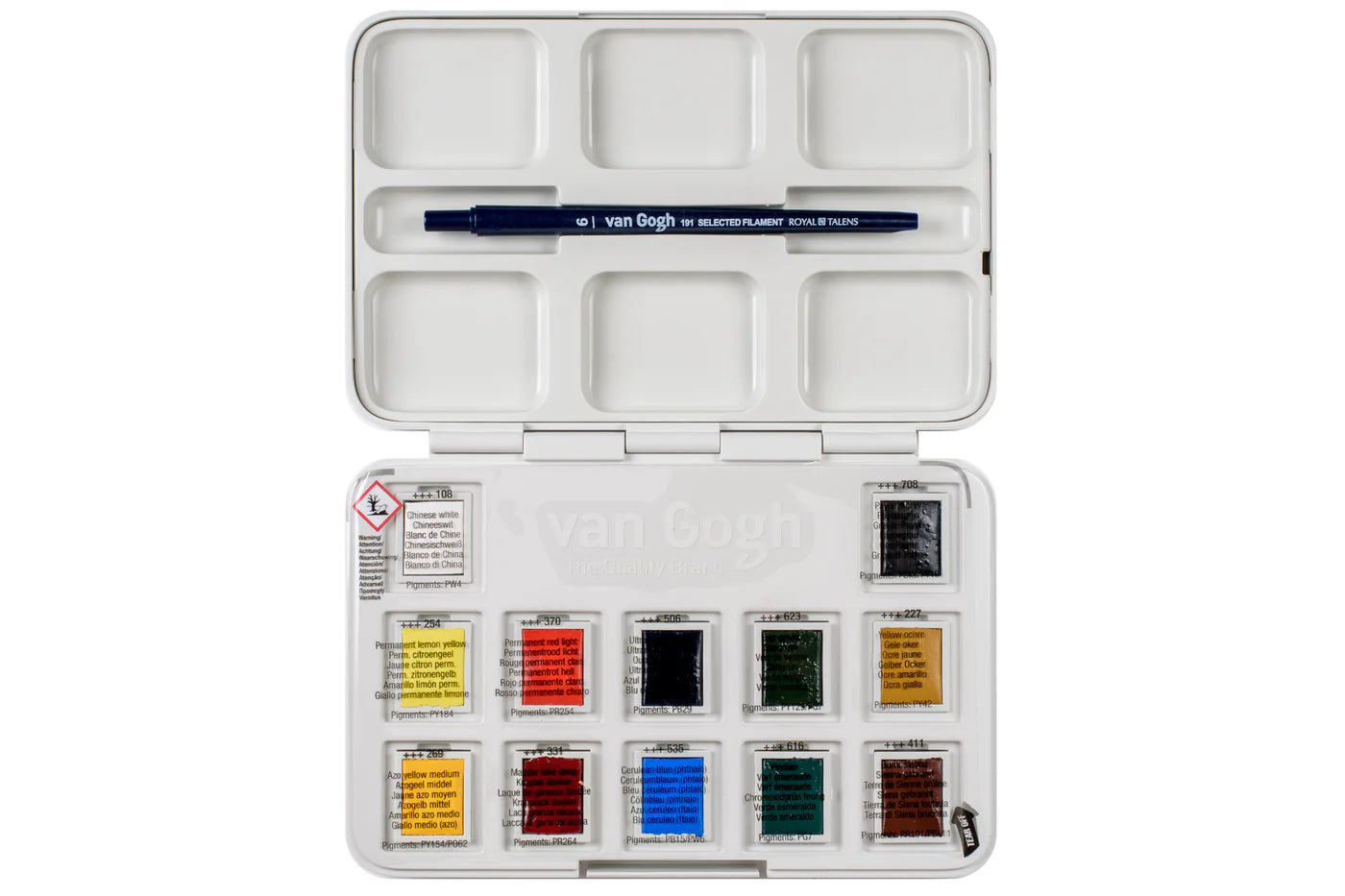 Van Gogh aquarelset met basiskleuren | 12 halve napjes